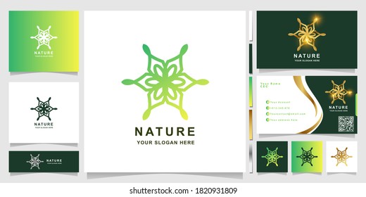 Nature, flower, boutique or ornament logo template with business card design. Can be used spa, salon, beauty or boutique logo design.