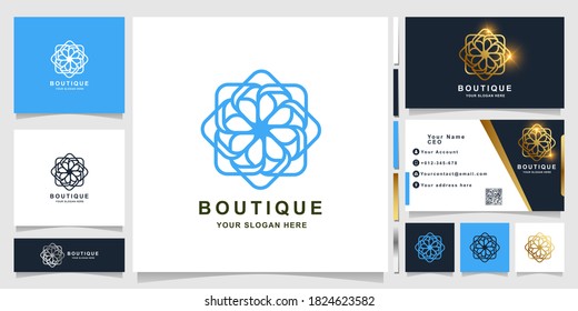 Nature, flower, boutique or ornament logo template with business card design. Can be used spa, salon, beauty or boutique logo design.