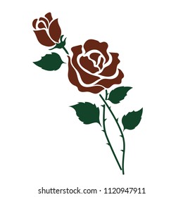 Nature flower brown rose, vector botanic garden floral leaf plant.
