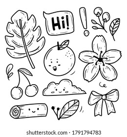 Nature flower and flower collection set sticker vector
