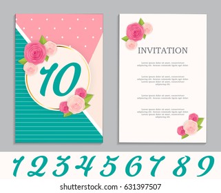 Nature Flower Cute Template  Logo Set of Anniversary Celebration Invitation Vector Illustration EPS10