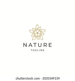Nature flower elegant luxury gold color logo icon design template flat vector