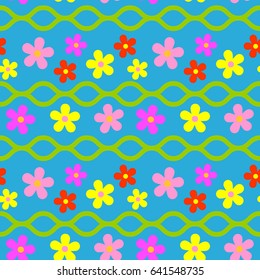 Nature flower illustration seamless pattern background vector