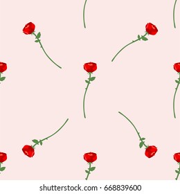 Nature flower illustration seamless pattern red rose background floral summer vector