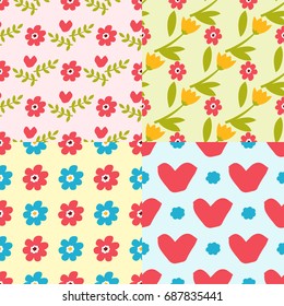 Nature flower illustration seamless pattern background floral summer vector illustration.