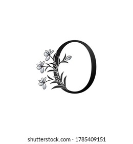 Nature Flower Initial Letter O Logo, Monogram Elegance Black and White Nature Flowers Ornate Style Vector Design.