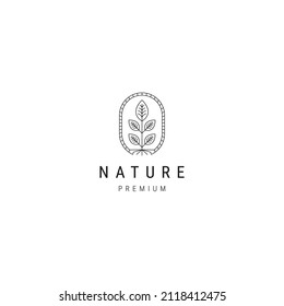 Nature flower line logo design template