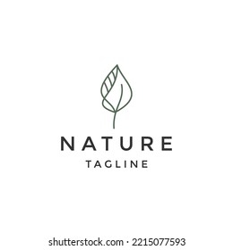 Nature flower line logo icon design template flat vector