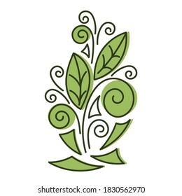 Nature flower pattern design element. Hand drawn leaves, curls, and Doodle elements. Graphic vector illustration