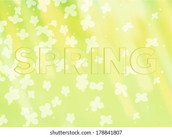 Nature flowers background with embossed inscription Spring. Vector eps10 