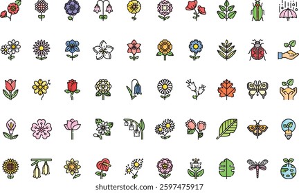 Nature flowers icons High-Quality Vector Icons Collection with Editable Stroke. Ideal for Professional and Creative Projects.