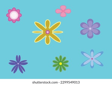 Flores naturales y hojas objetos contemporáneos. ilustración de elementos vectoriales.