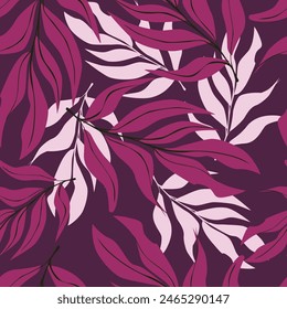 Nature flowers and leaves watercolor seamless pattern. Background flowers