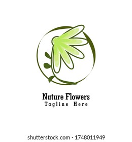 Nature Flowers Logo in vector form is used for a company logo in the fields of health, perfume, women, accessories, natural foods, natural or herbal medicines, health icons, icons nature foods, etc.