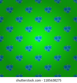 Nature flowers vector seamless pattern in green and blue colors.
