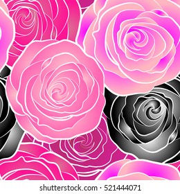 Nature flowers vector seamless pattern.