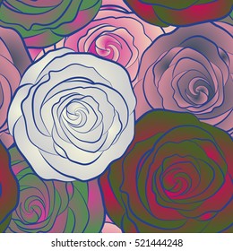 Nature flowers vector seamless pattern.