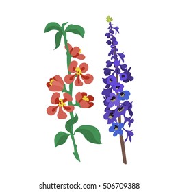 Nature flowers wreath flowers foliage ribbons watercolor style
