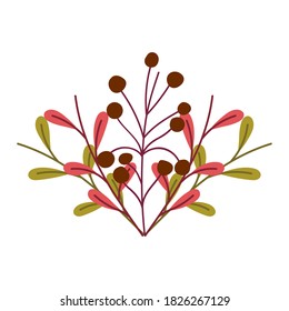 nature foliage leaves and berries isolated icon design vector illustration