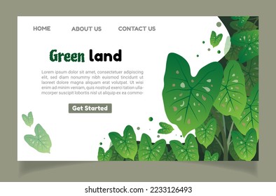 Nature foliage plants for background and landing page design set bundle