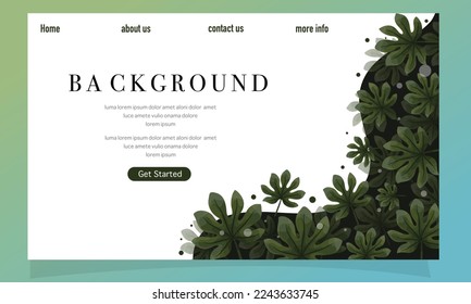 Nature foliage plants for background and landing page design set bundle