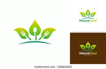 Nature Food logo designs concept, Leaf and Food logo template vector