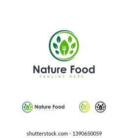 Nature Food logo designs concept vector, Leaf Food logo