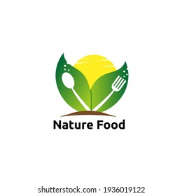 nature food with sun logo vector concept, icon, element, and template for company