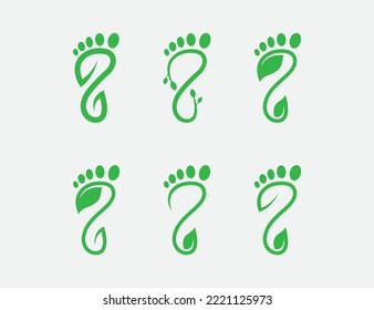 Nature Foot Care Podiatric Logo Bundle Set Concept icon sign symbol Element Design. Feet massage and spa, beauty salon, pedicure, cosmetic, organic care Logotype. Vector illustration template