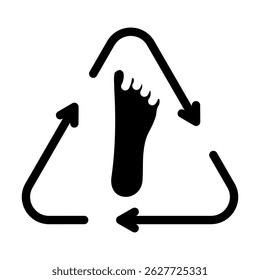nature footprints green arrows sustainable fitness glyph icon vector. nature footprints green arrows sustainable fitness sign. isolated symbol illustration