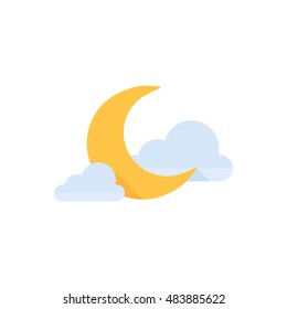 Nature forecast clear night. Icon in flat color style.  