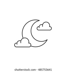 Nature forecast clear night. Icon in thin outline style.