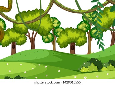 Ilustración de fondo de bosque de naturaleza