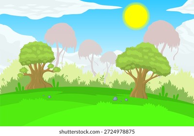 Fondo del bosque de la Naturaleza con la luz del sol
