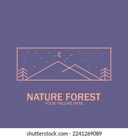 nature forest icon line art style icon vector illustration template design