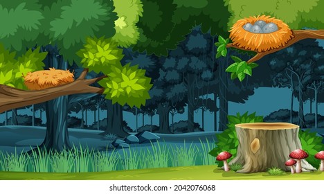 Nature forest landscape background illustration