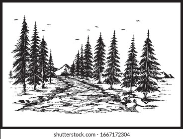 Nature Forest Landscape Vector illustration