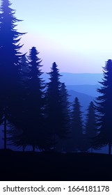  Nature forest Natural Pine forest mountains horizon Landscape wallpaper Sunrise and sunset Illustration vector style colorful view background