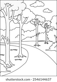 Nature forest Scenery Coloring book 