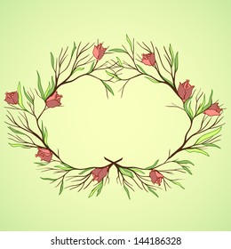 Nature frame with flowering branches