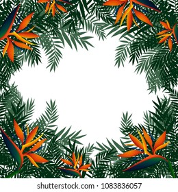 Nature Frame with Flowers and Leaf illustration