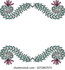 Nature frame of leaves and flowers. Vector illustration