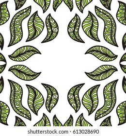 Nature frame of leaves. Vector illustration.