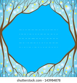 Nature frame with night trees. Can be used as invitation or card.