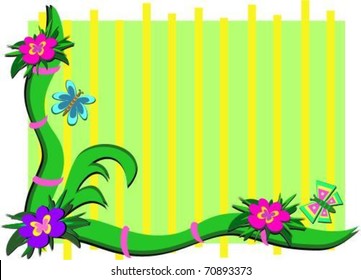 Nature Frame with Stripes and Plants