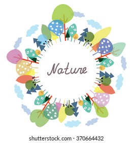 Nature frame with trees and plants - vector illustration