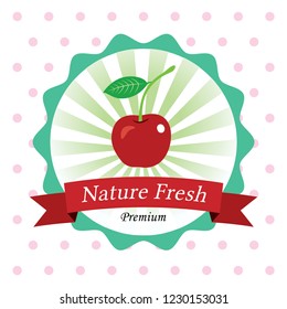 nature fresh cherry fruit vector. premium cherry label design. 
