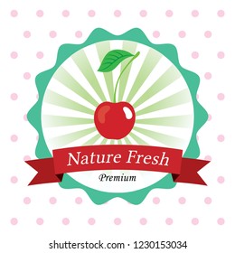 nature fresh cherry fruit vector. premium cherry label design. 