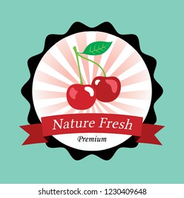 nature fresh cherry fruit vector. premium cherry label design. 