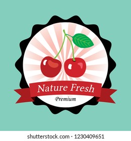 nature fresh cherry fruit vector. premium cherry label design. 